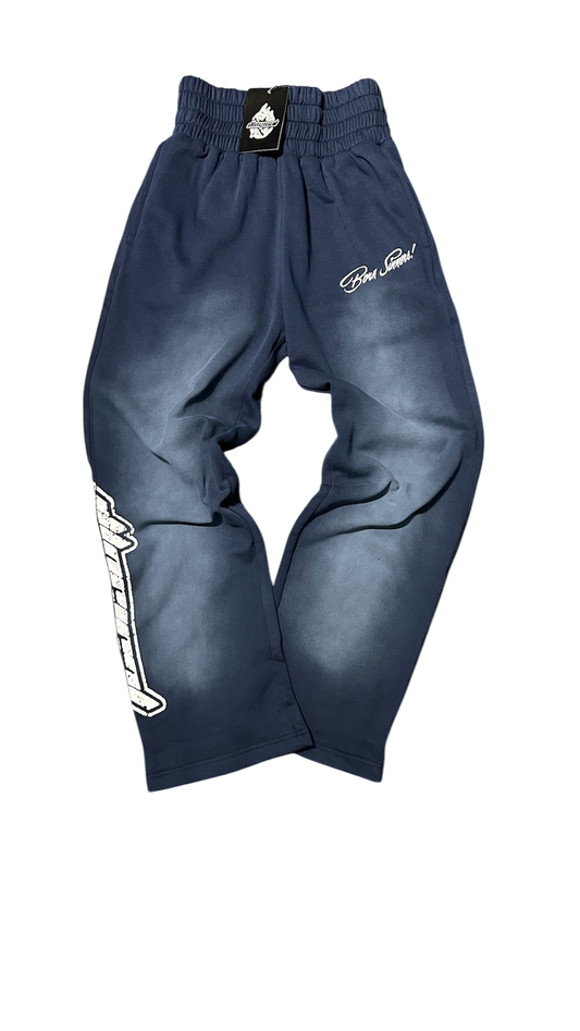 Navy Blue Double Waistband Sweatpants