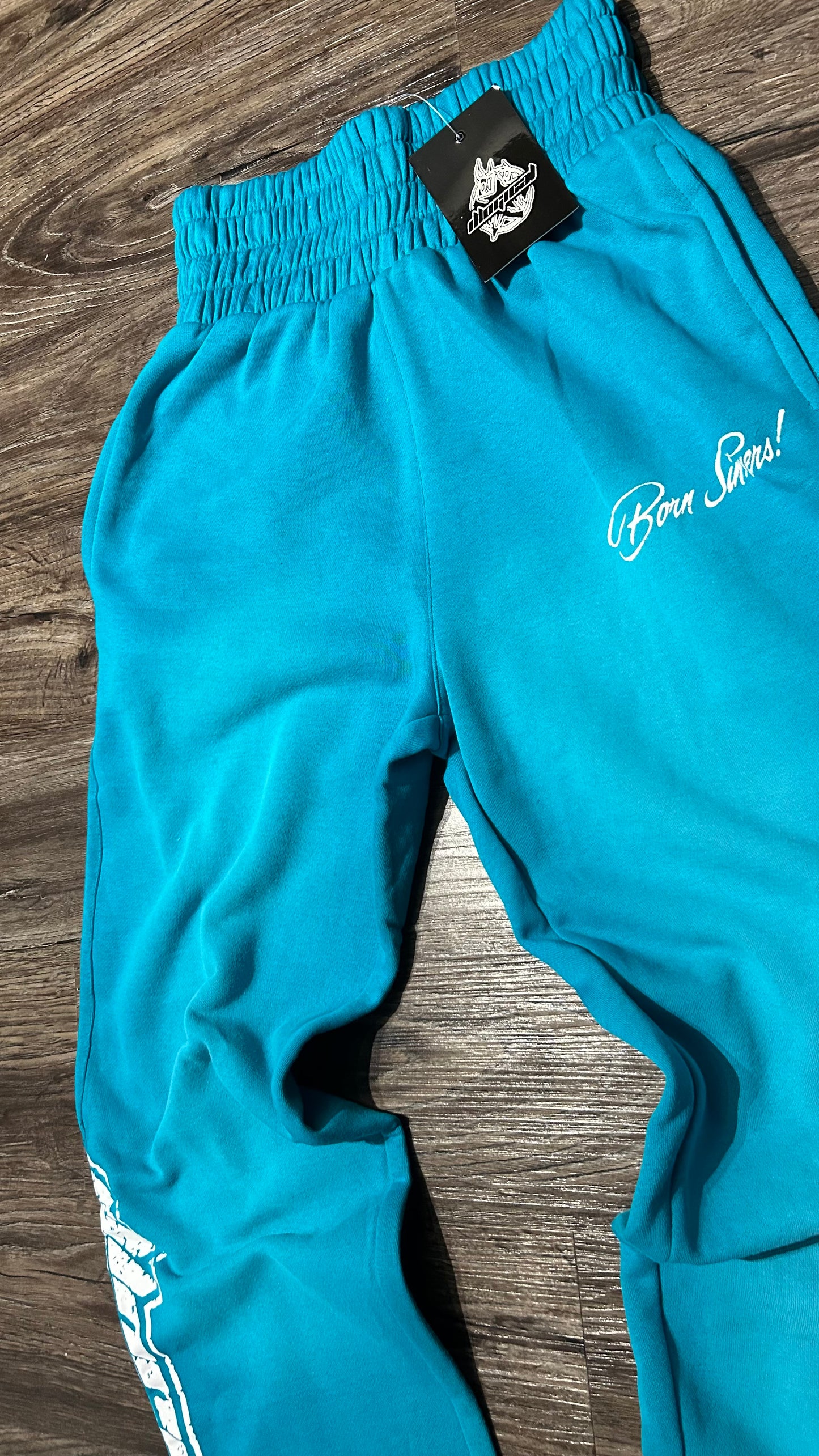 Teal Double Waistband Sweatpants