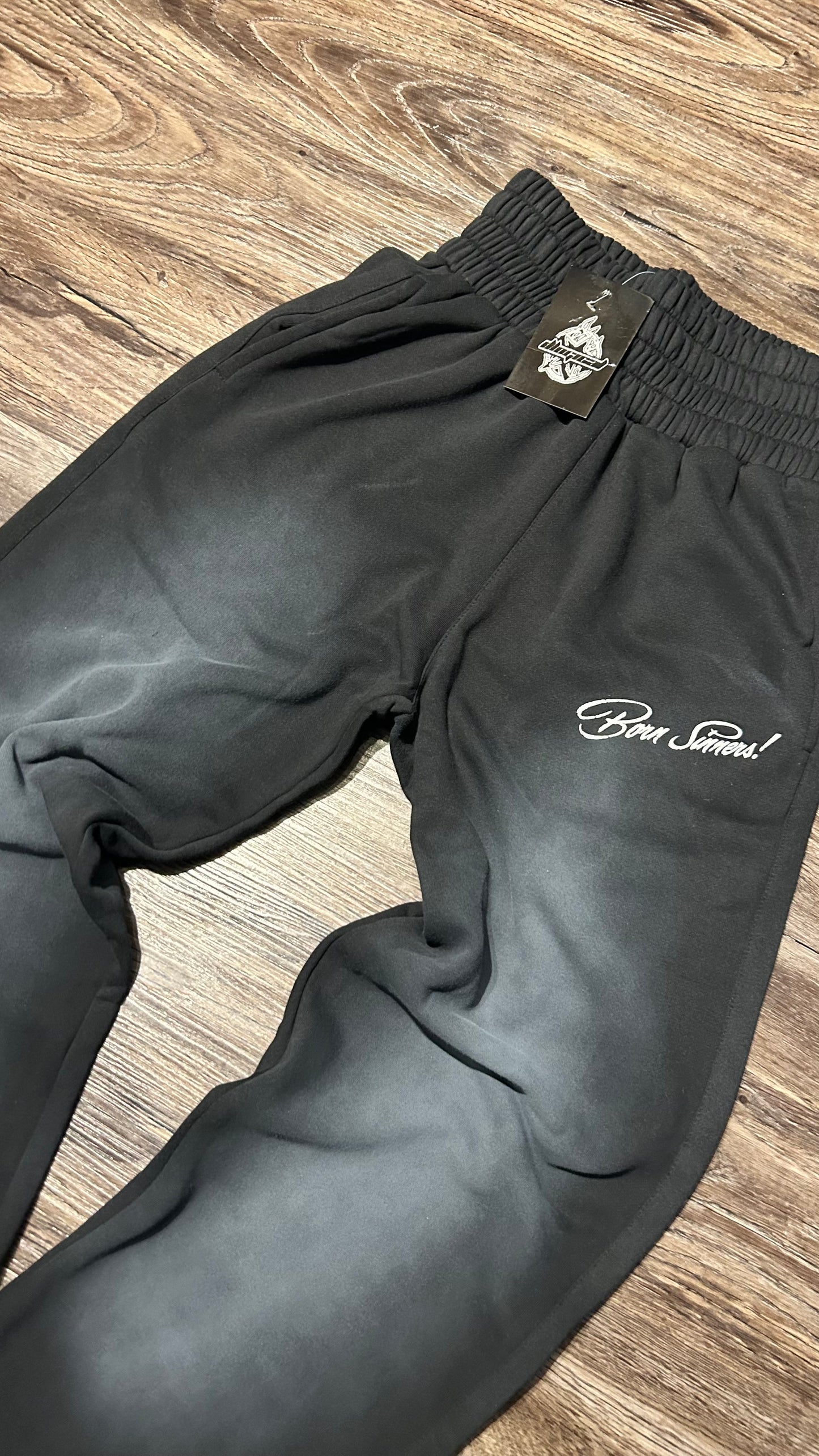 Black Double Waistband Sweatpants